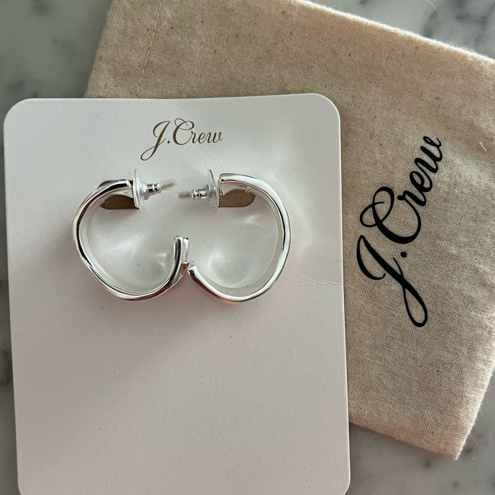 NWT J. Crew Silver-Plated Deep-Dip Earrings